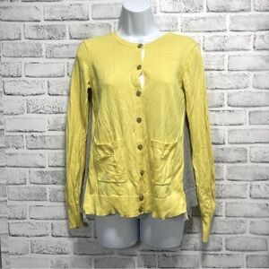 CAbi Love Carol Collection Belle Button Up Cardigan Sheer Lace Hem XS